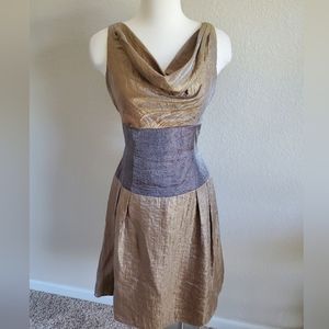 Vintage Adriana Papell cowlneck metallic dress